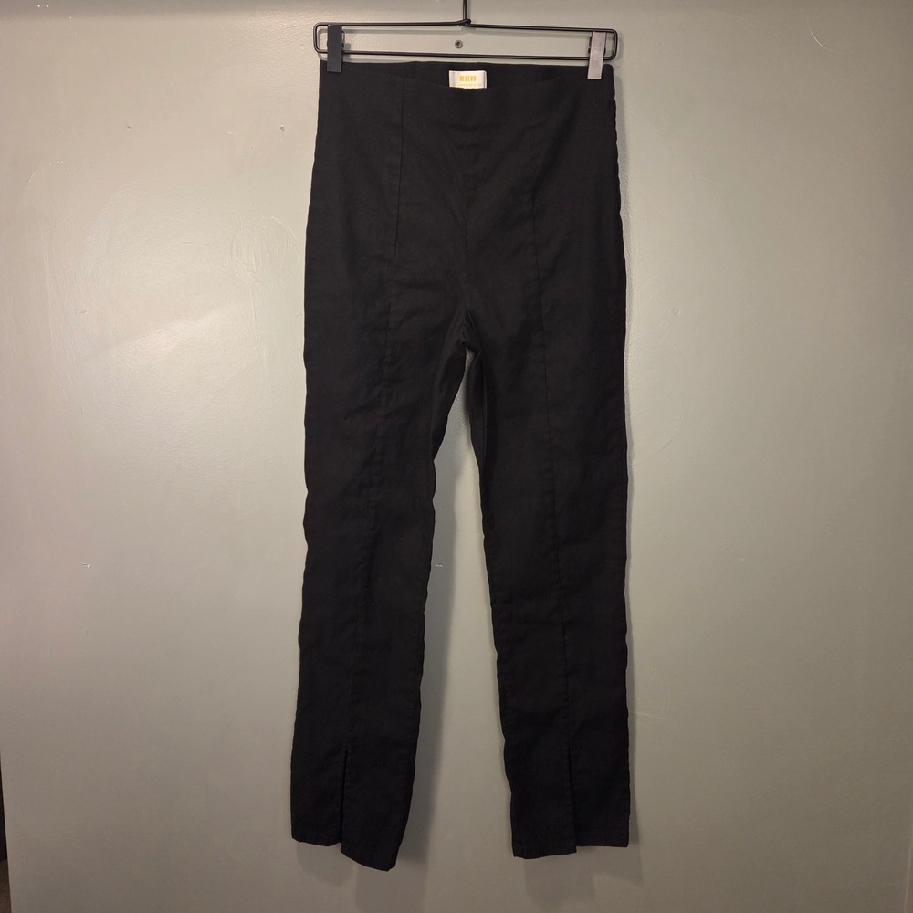 Anthropologie Maeve High Waist Stretch Pull On Pants Ankle Slit, Size M,‎ Black